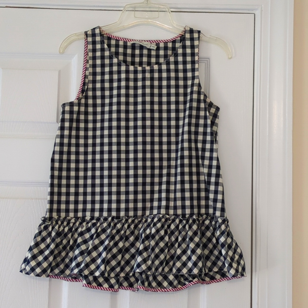 Vineyard Vines Gingham Ruffle Hem Tank Top